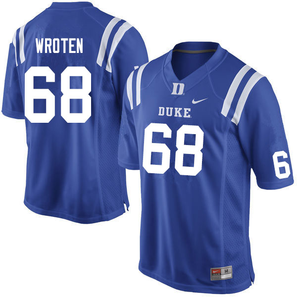 Men #68 Elijah Wroten Duke Blue Devils College Football Jerseys Sale-Blue